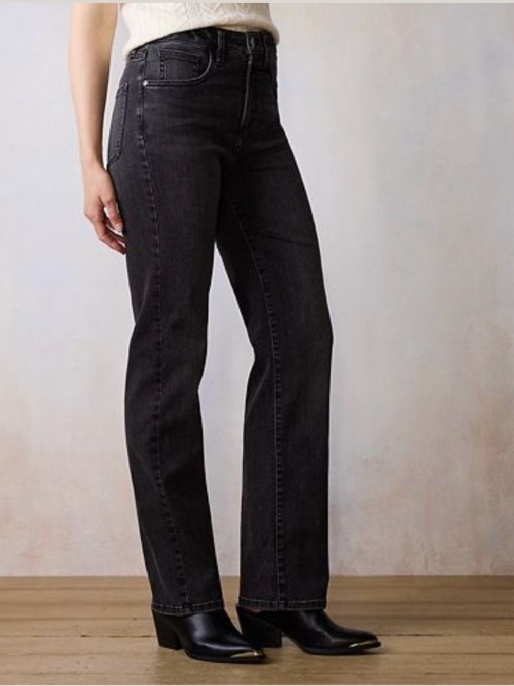 Lauren Conrad women’s‎ 12 super high-rise stretch straight leg denim black jeans